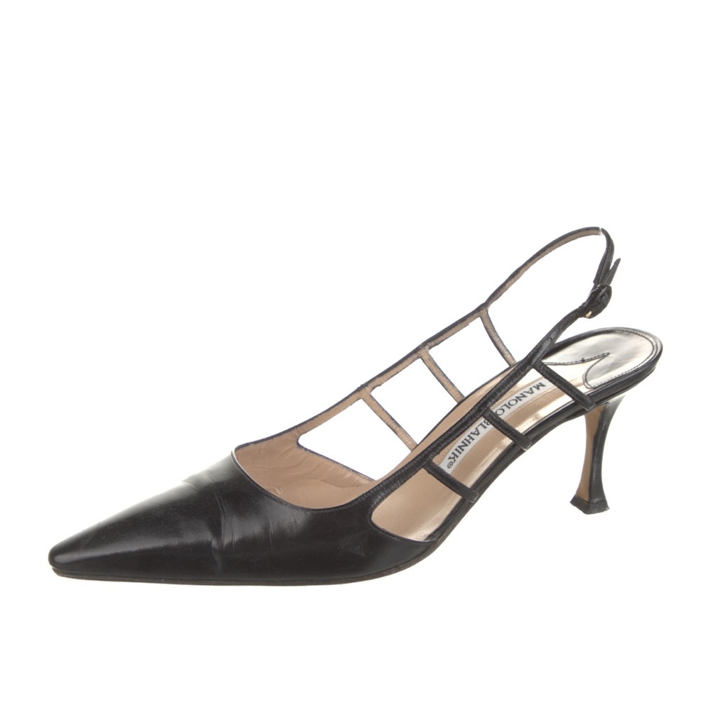 Manolo Blahnik Leather Slingback Pumps - Size 37 (7 US)